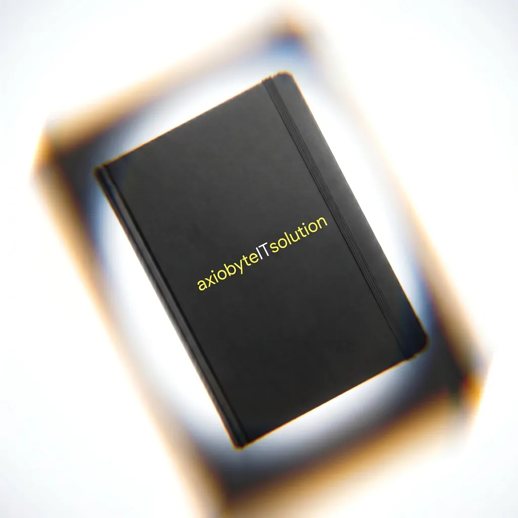 Axiobyte visual identity: notebook mockup