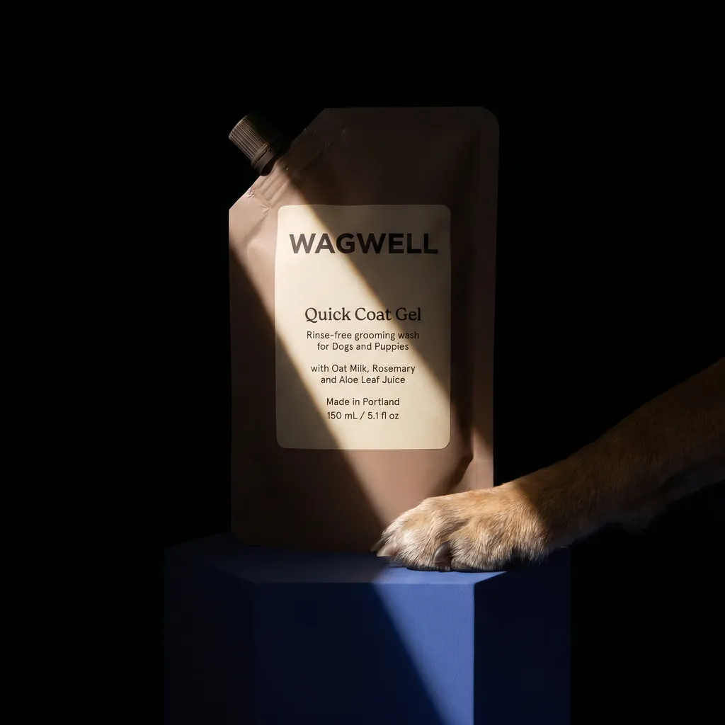 Product photoshoot: dog grooming pouch, light slice